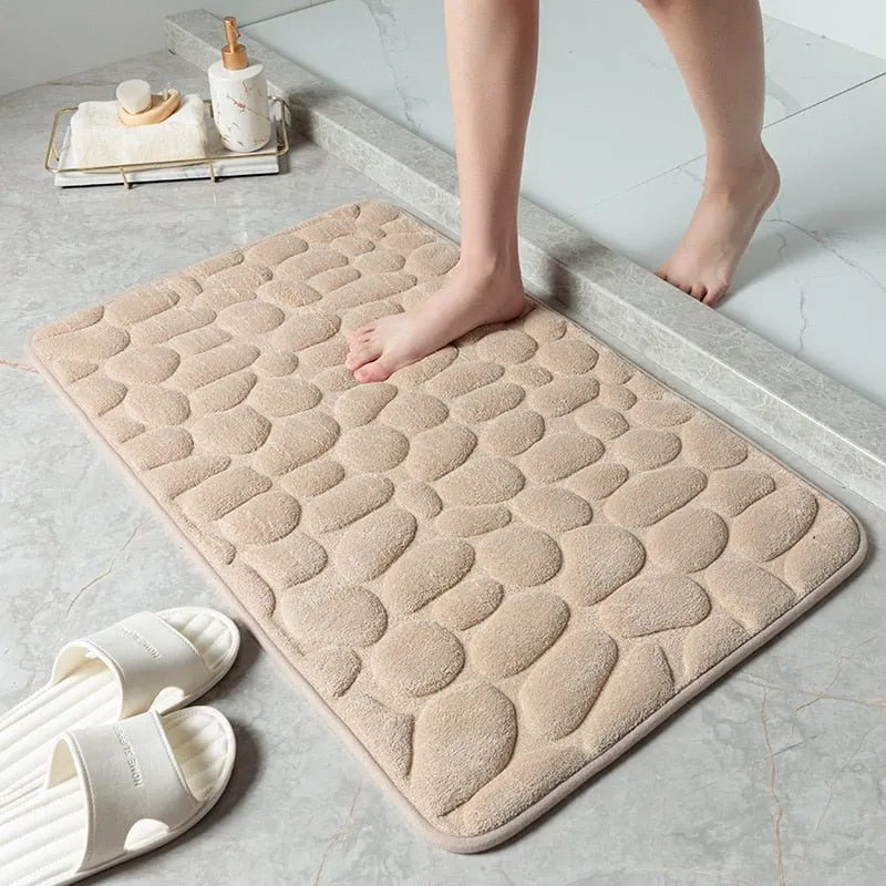 Non-Slip Cobblestone Embossed Bathroom Mat