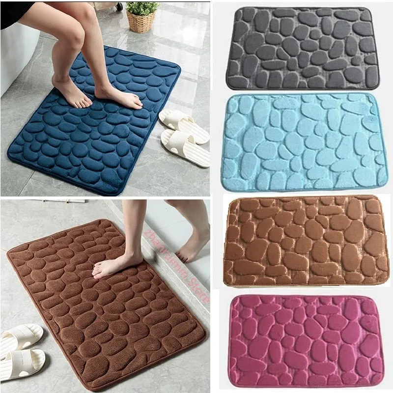 Non-Slip Cobblestone Embossed Bathroom Mat