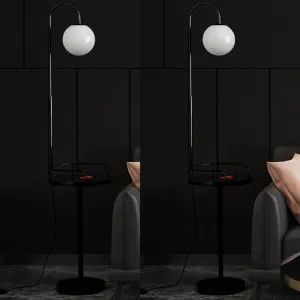 Opal Glass Minimalist Ball Floor Lamp: 1-Light Living Room Standing Light with Guardrail