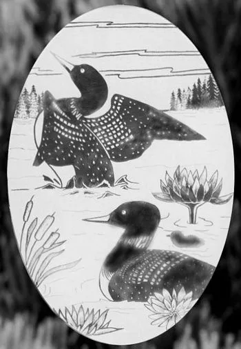 Oval Loon Etched Glass Decals | (Static Cling)