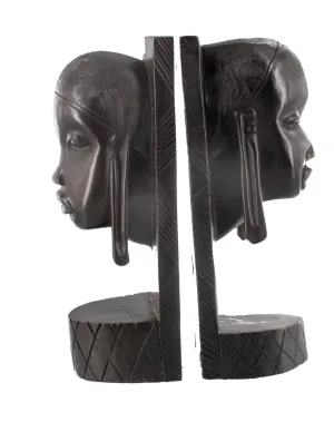 Pair of Masaai Head Book Ends