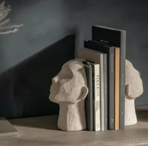 Pair of Stone Effect Sculpted Head Bookends