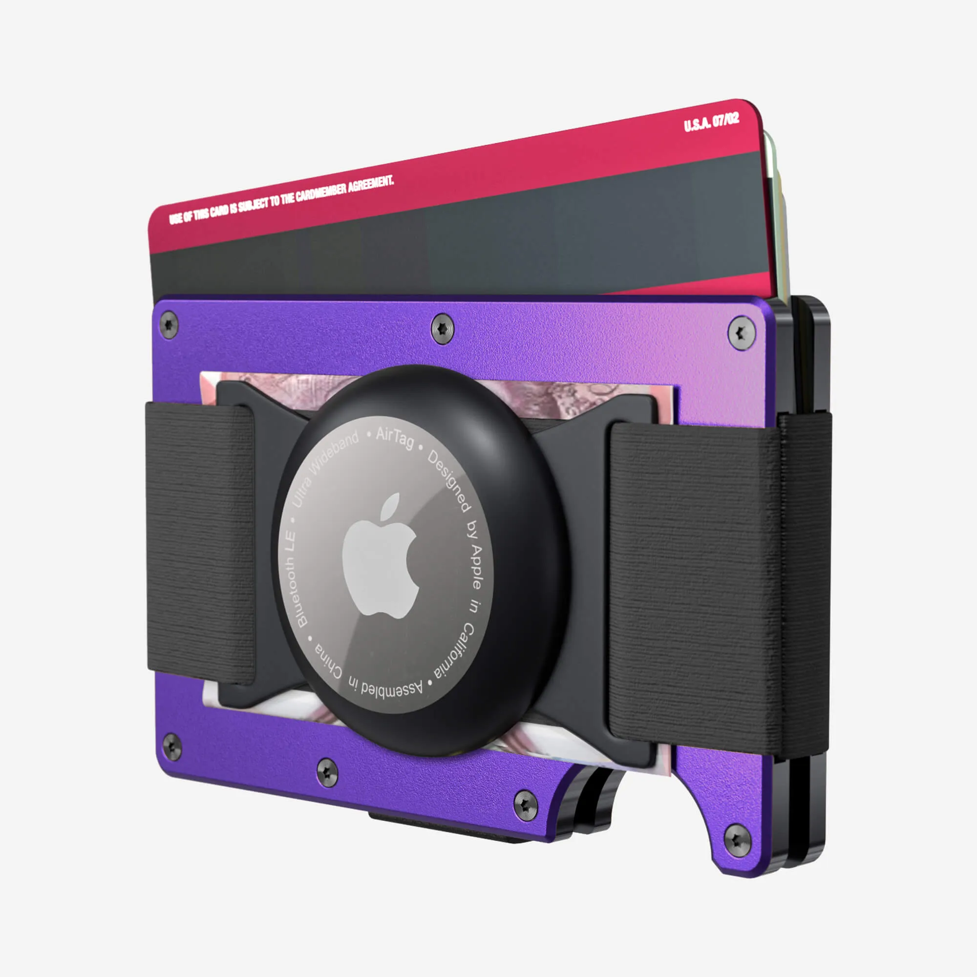 Personalised AirTag Cash Strap Wallet (Nebula Purple)