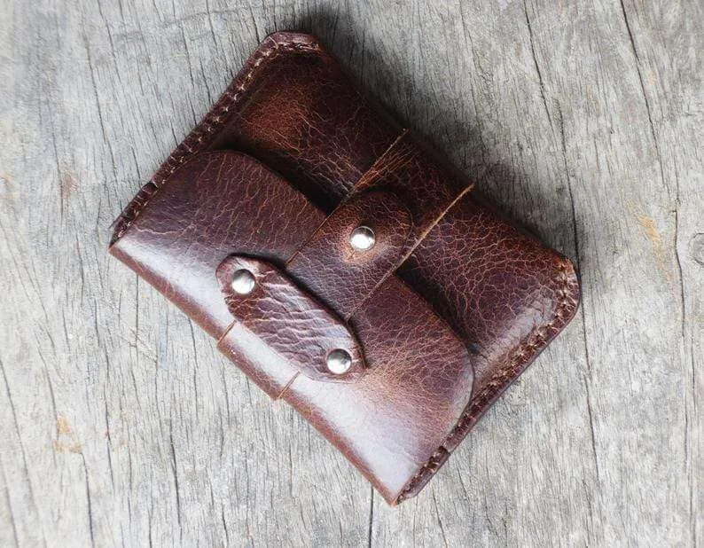 Personalized Leather Money Distressed Custom Name, Initials, Quote, Date, Monogram Minimalist Wallet, Men's Card Holder For Men Women