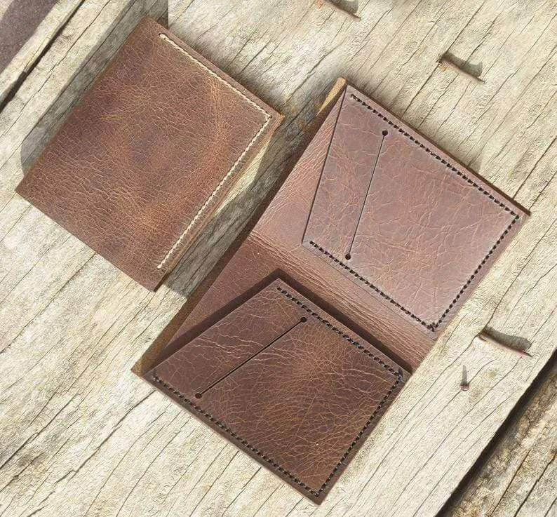 Personalized Leather WALLET, Leather Men's Bi-Fold Pocket Wallet, Card Holder, Gift Wallet, Hand Stitched - Listing # 2030