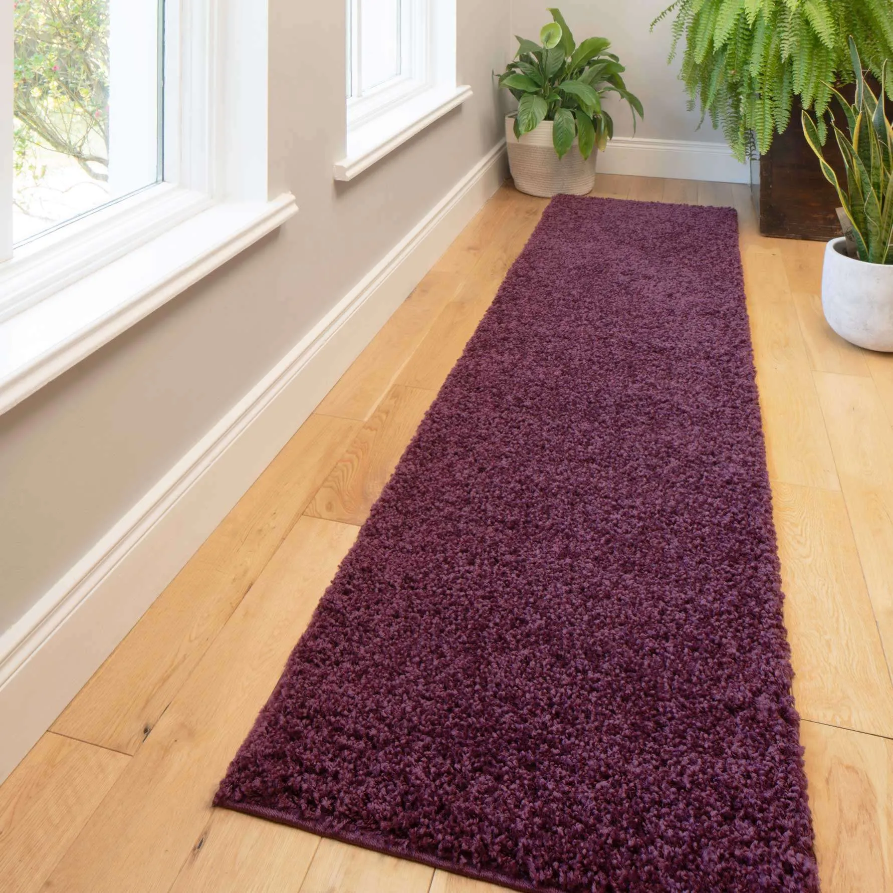 Plum Shaggy Runner Rug