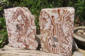 Polished Chocolate Swirl Aragonite Bookends x 2 From Namibia