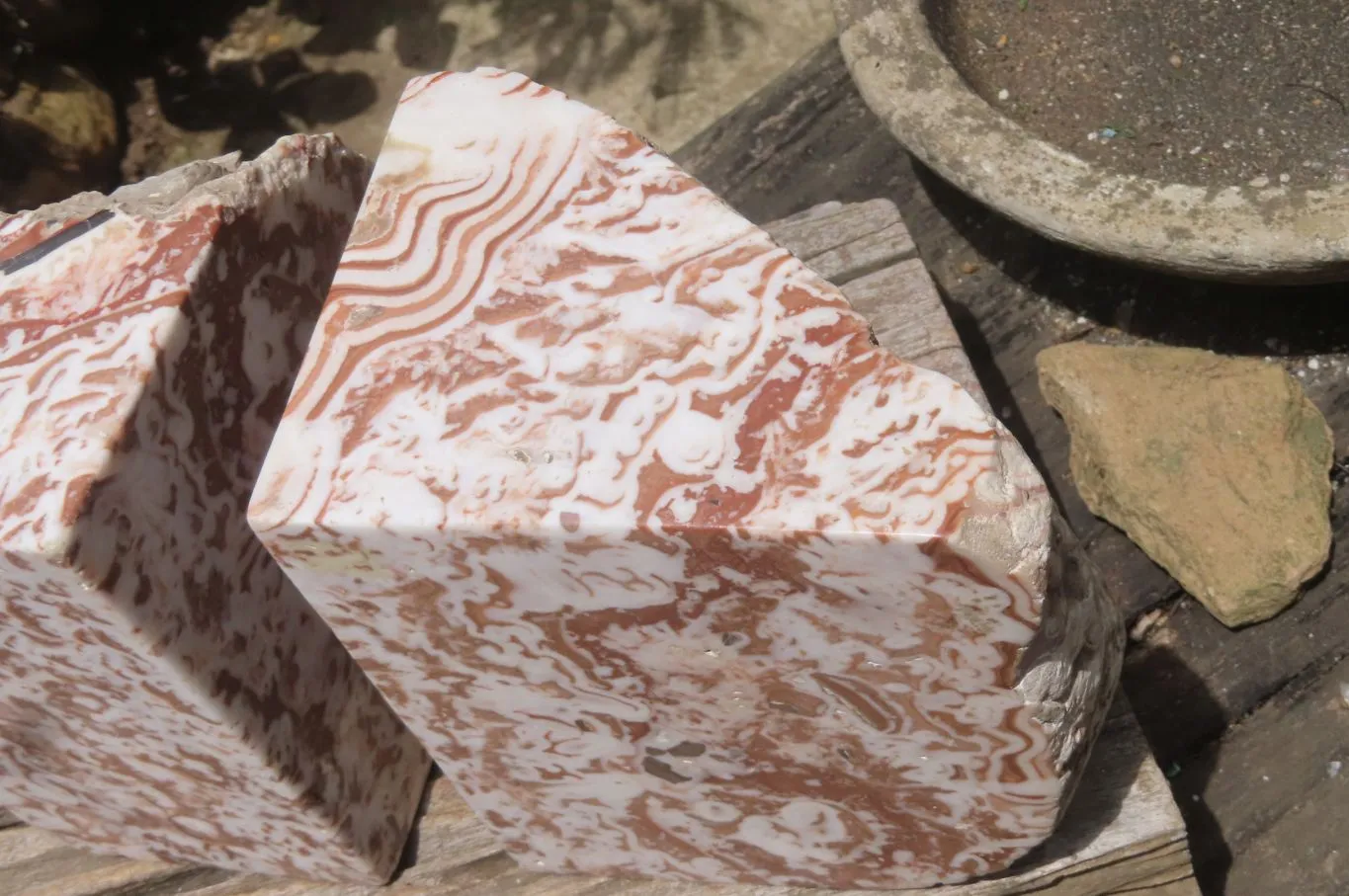 Polished Chocolate Swirl Aragonite Bookends x 2 From Namibia