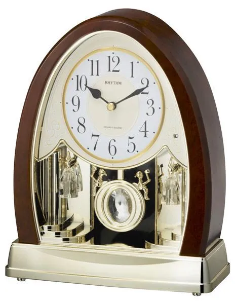 Rhythm Joyful Crystal Bells Musical Mantel Clock - 12 Uplifting Melodies