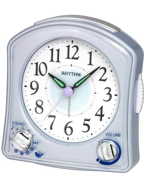 Rhythm Silver Robin Musical Alarm Clock - 4 Bird Chirping Sounds- 7 Melodies