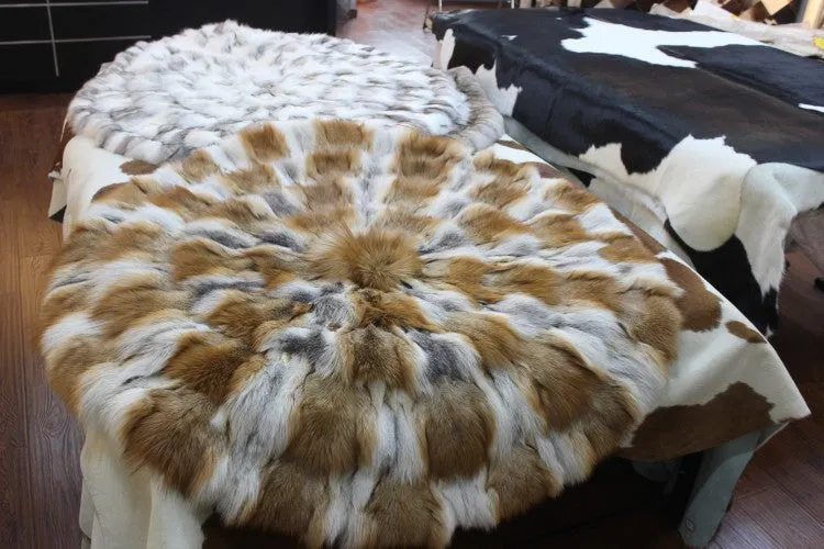 Round Circular Fox Fur Rugs Carpets