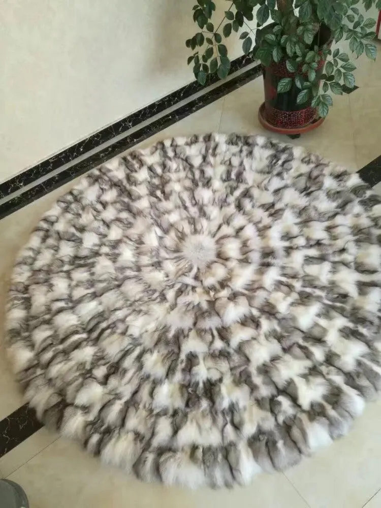 Round Circular Fox Fur Rugs Carpets