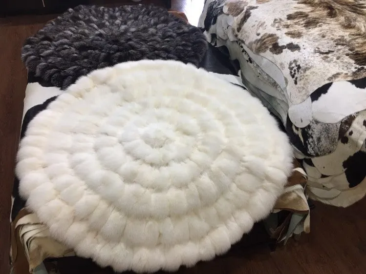 Round Circular Fox Fur Rugs Carpets