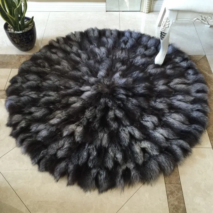 Round Circular Fox Fur Rugs Carpets