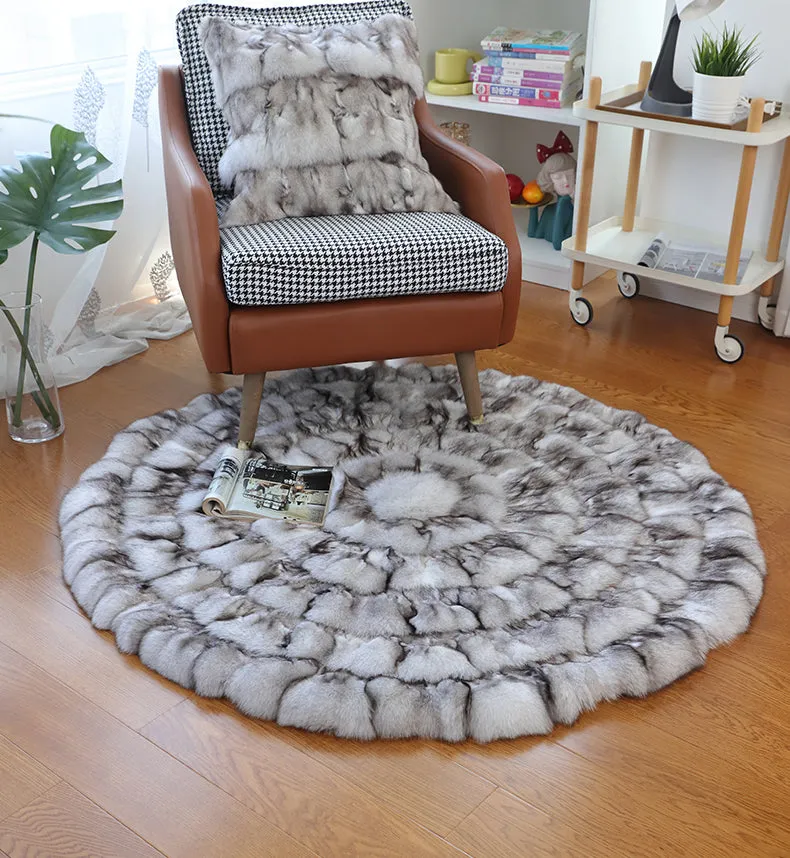 Round Circular Fox Fur Rugs