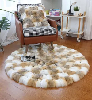 Round Circular Fox Fur Rugs