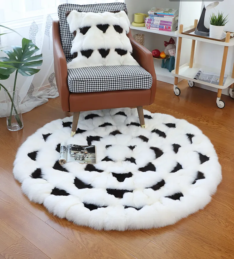 Round Circular Fox Fur Rugs