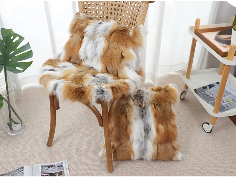 Round Circular Fox Fur Rugs