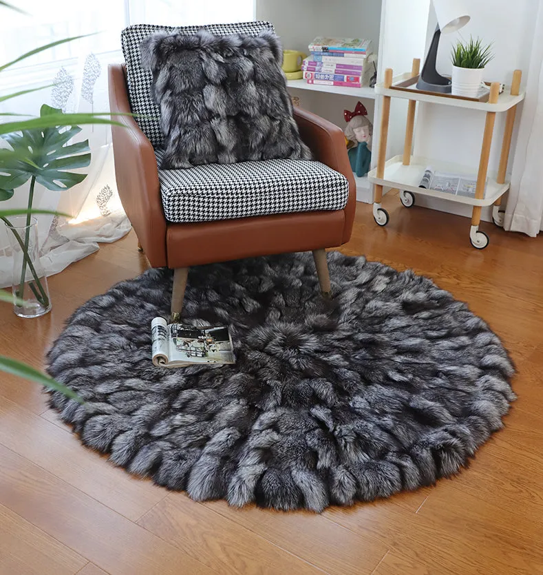 Round Circular Fox Fur Rugs