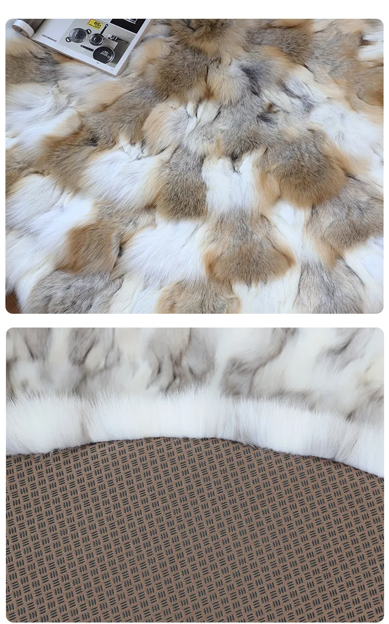 Round Circular Fox Fur Rugs