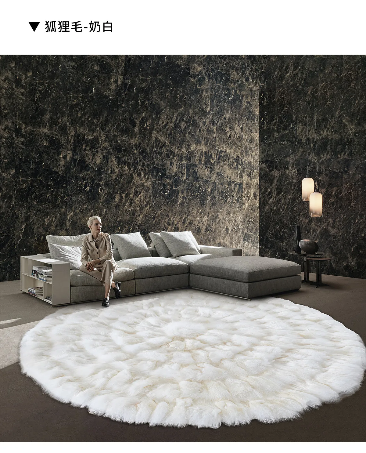 Round Real Saga Fox Fur Rugs Carpets