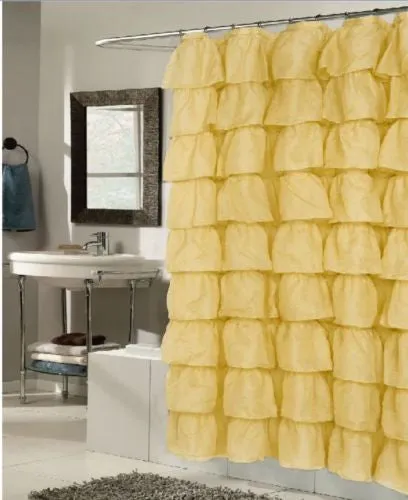 Ruffled Fabric Shower Curtain Crushed Sheer Fabric