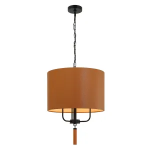 Secret Agent 368P03BLC 3-Light Pendant Light - Black/Camel Leather