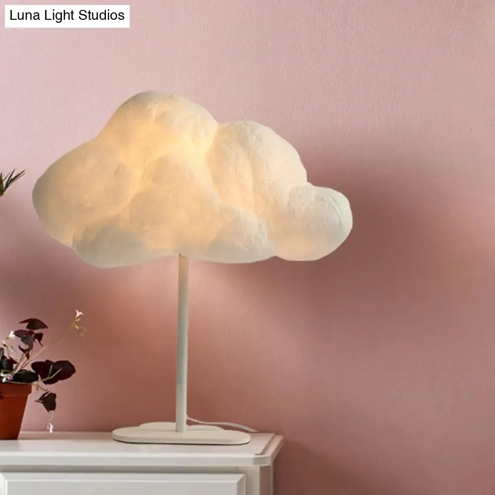 Silk Cloud Night Table Lamp: Minimalist 1 Light White Task Lighting for Children's Bedroom