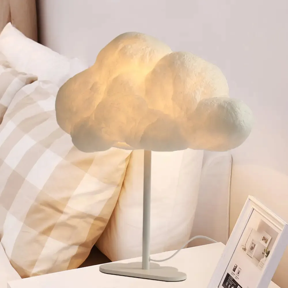 Silk Cloud Night Table Lamp: Minimalist 1 Light White Task Lighting for Children's Bedroom