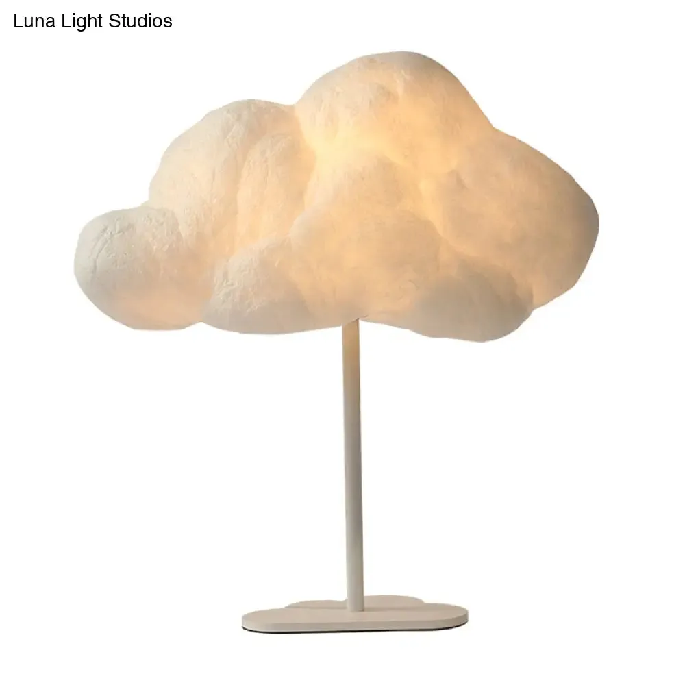 Silk Cloud Night Table Lamp: Minimalist 1 Light White Task Lighting for Children's Bedroom