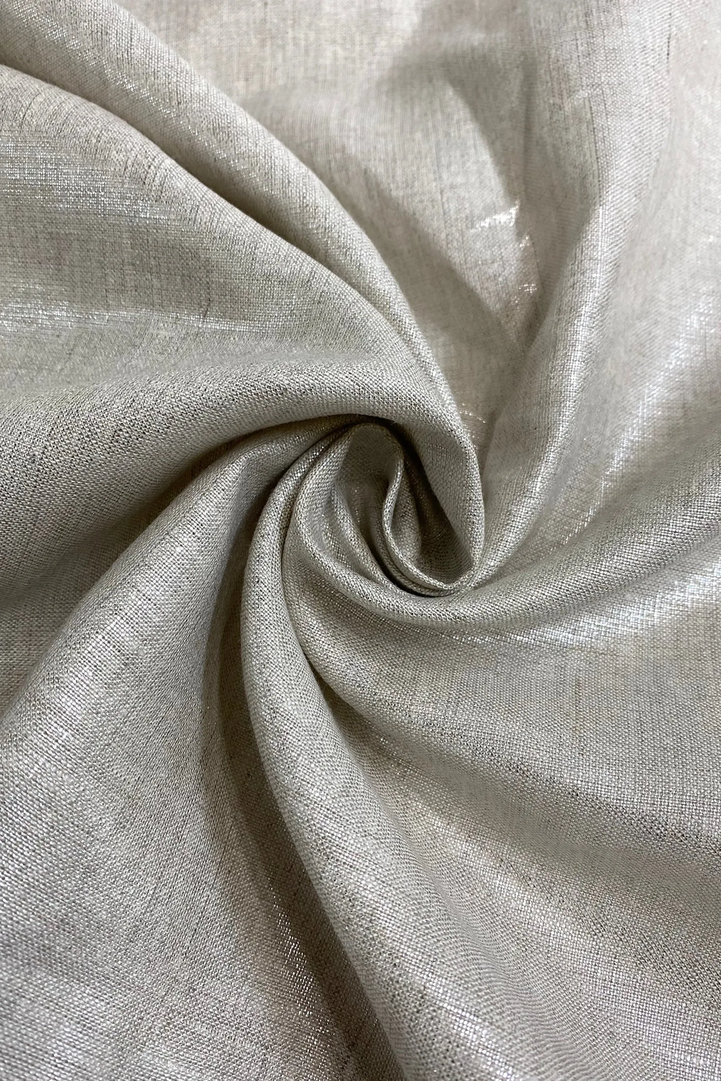 Silver Bone White Metallic Linen