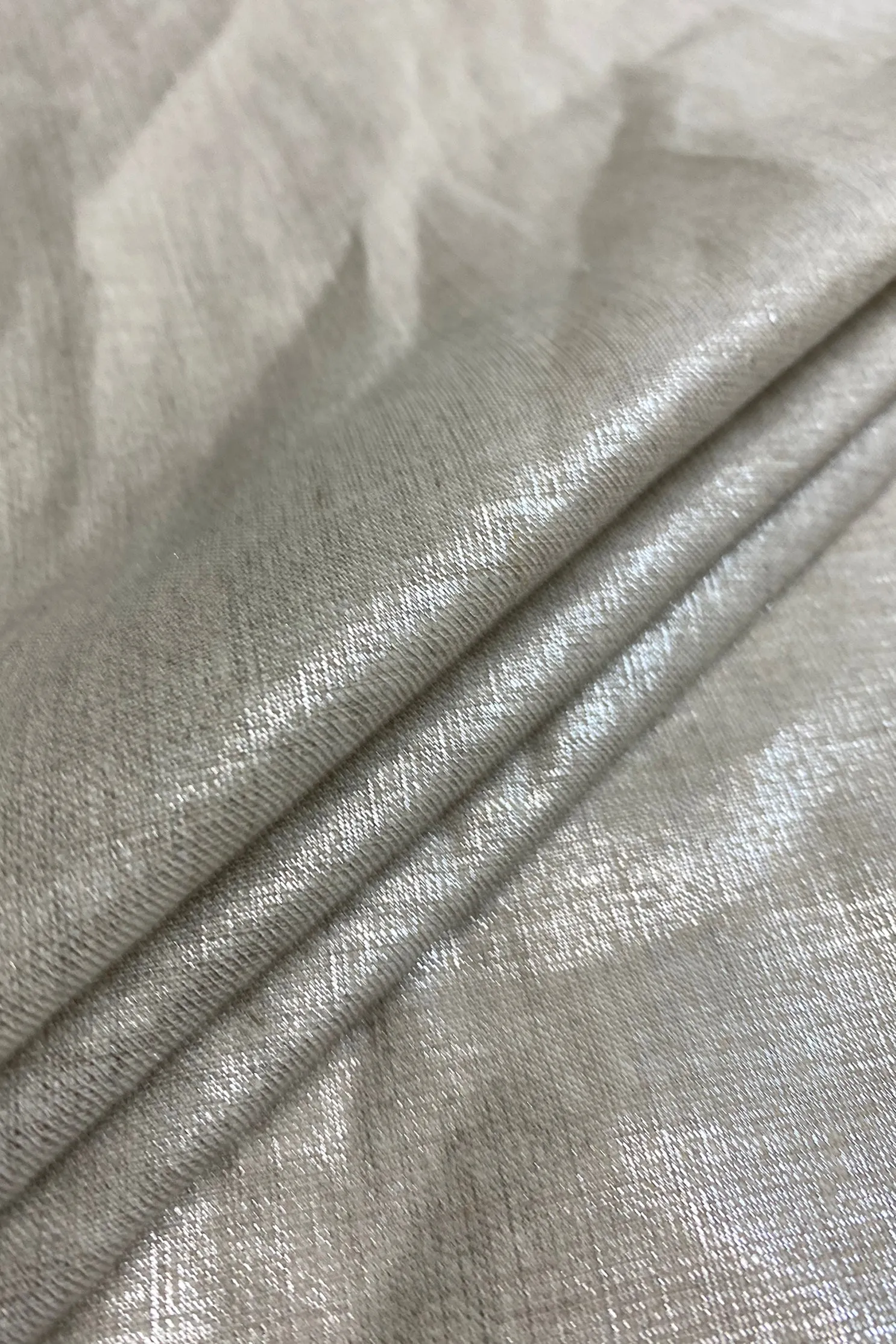 Silver Bone White Metallic Linen