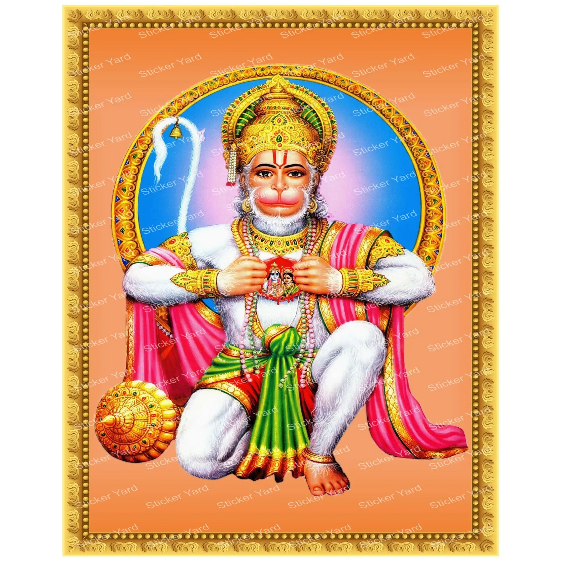 StickerYard God Hanuman Ji Wall Stickers for Pooja Room,Mandir Vinyl Stickers Standard Size 19X26INCH (Poster Without Frame)