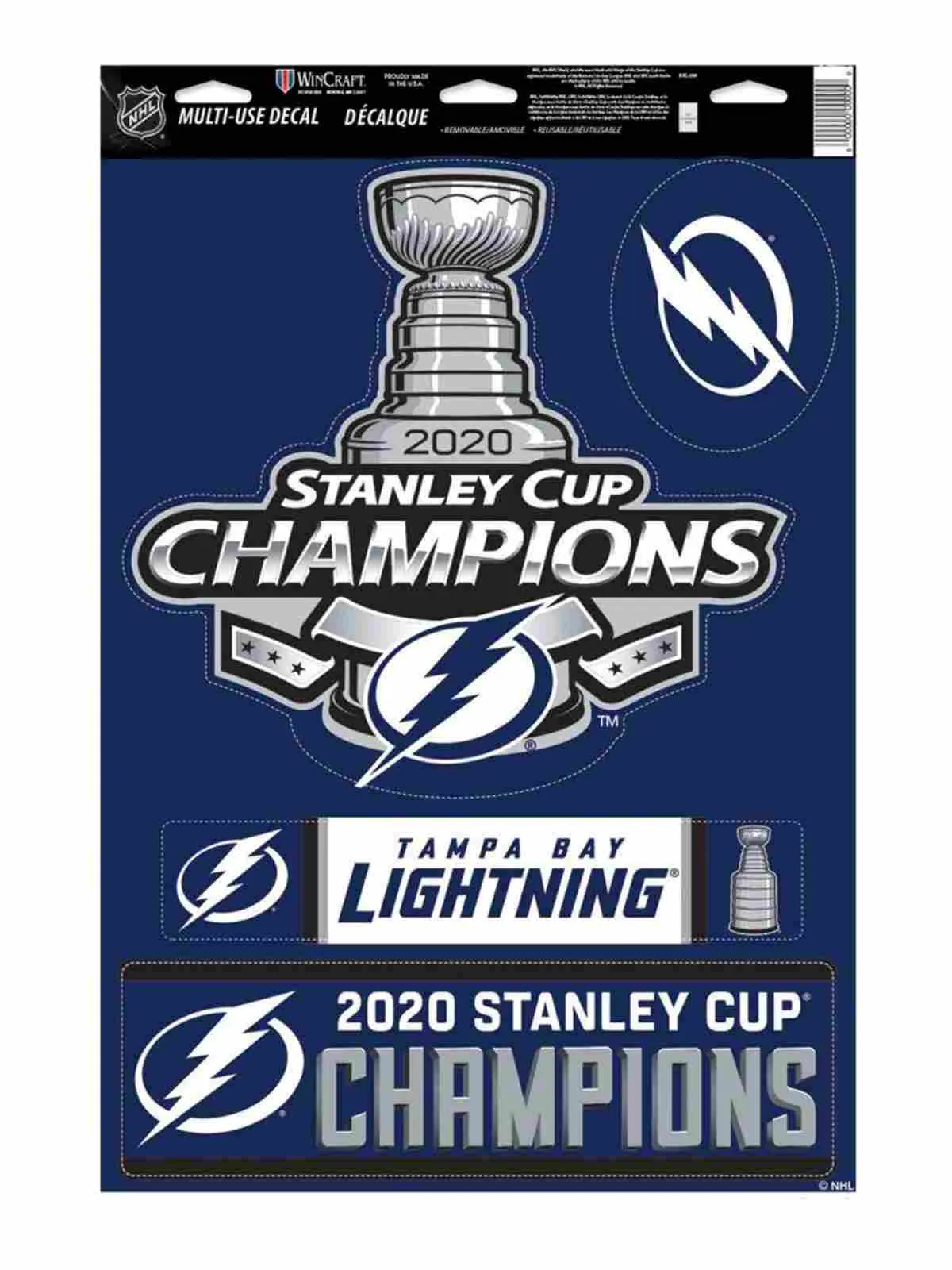 Tampa Bay Lightning 2020 NHL Stanley Cup Champions Multi-Use Decal Sheet (4pk)