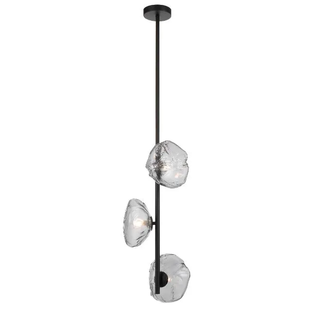 Telbix Zecca 3 Light Vertical Pendant Light G9 Black Smoke