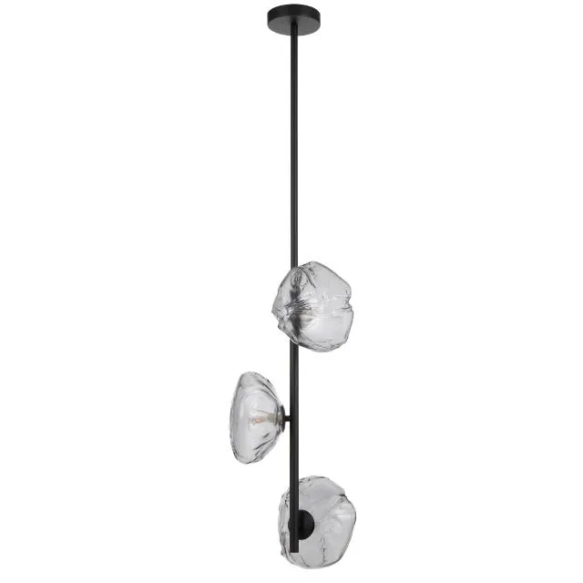 Telbix Zecca 3 Light Vertical Pendant Light G9 Black Smoke