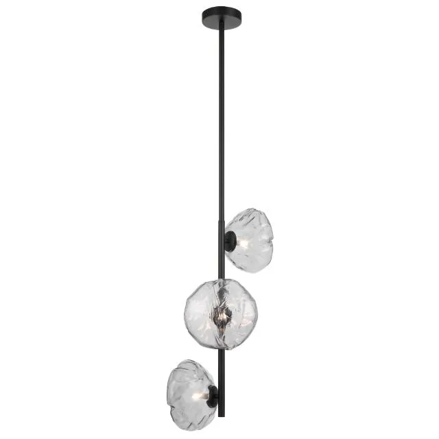 Telbix Zecca 3 Light Vertical Pendant Light G9 Black Smoke