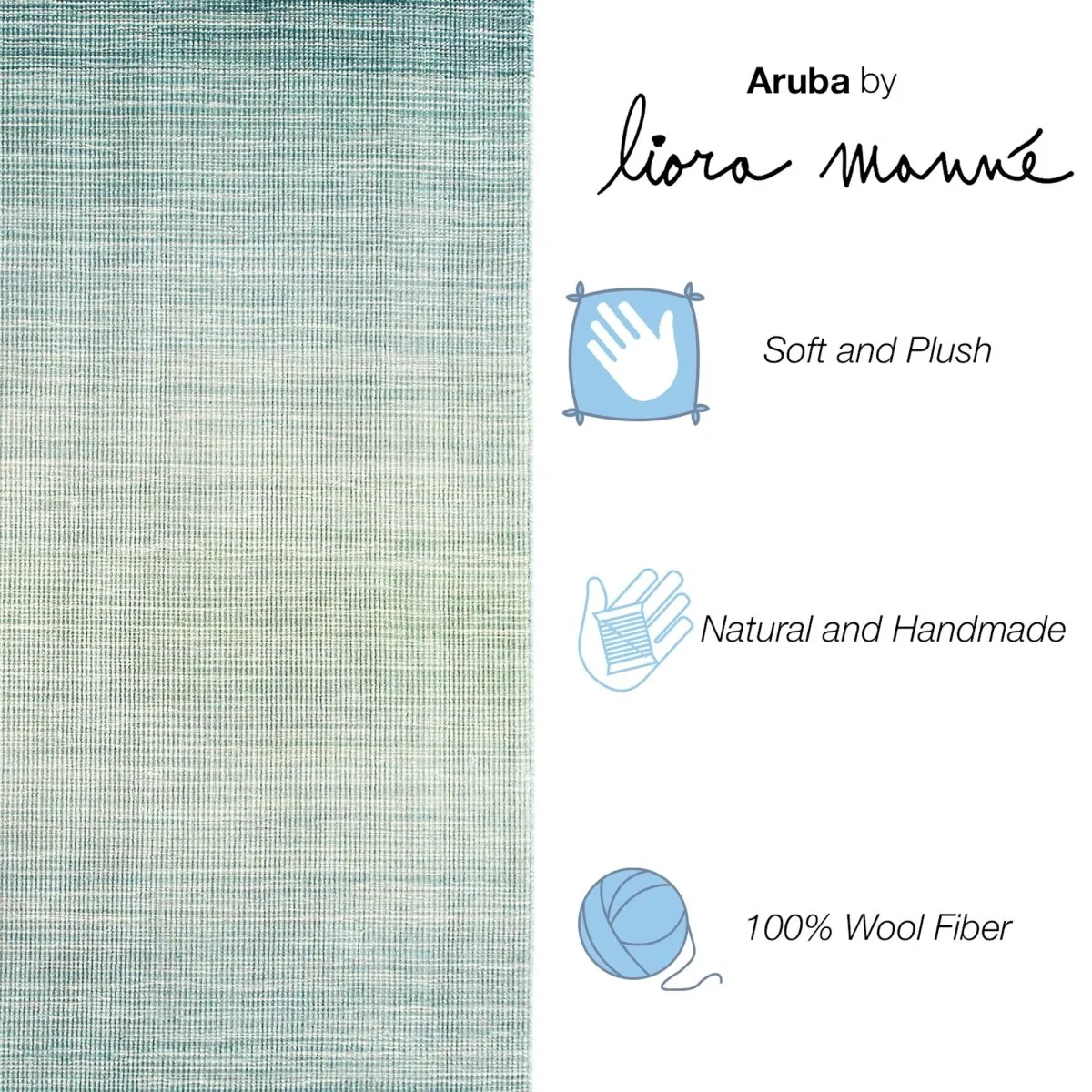 Trans-Ocean ARUBA  Indoor Hand Woven Wool Comfortable Areaa Rug  - Aqua