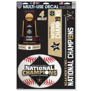 Vanderbilt Commodores 2019 College World Series CWS Champions Decal Sheet (4 Pk)