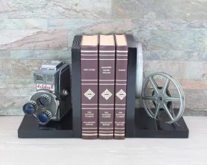 Vintage Camera Bookends - DVD Holder - Mansfield Holiday II Triple Turret - Movie Room Decor - Film Maker gift - Actor and Actress gift