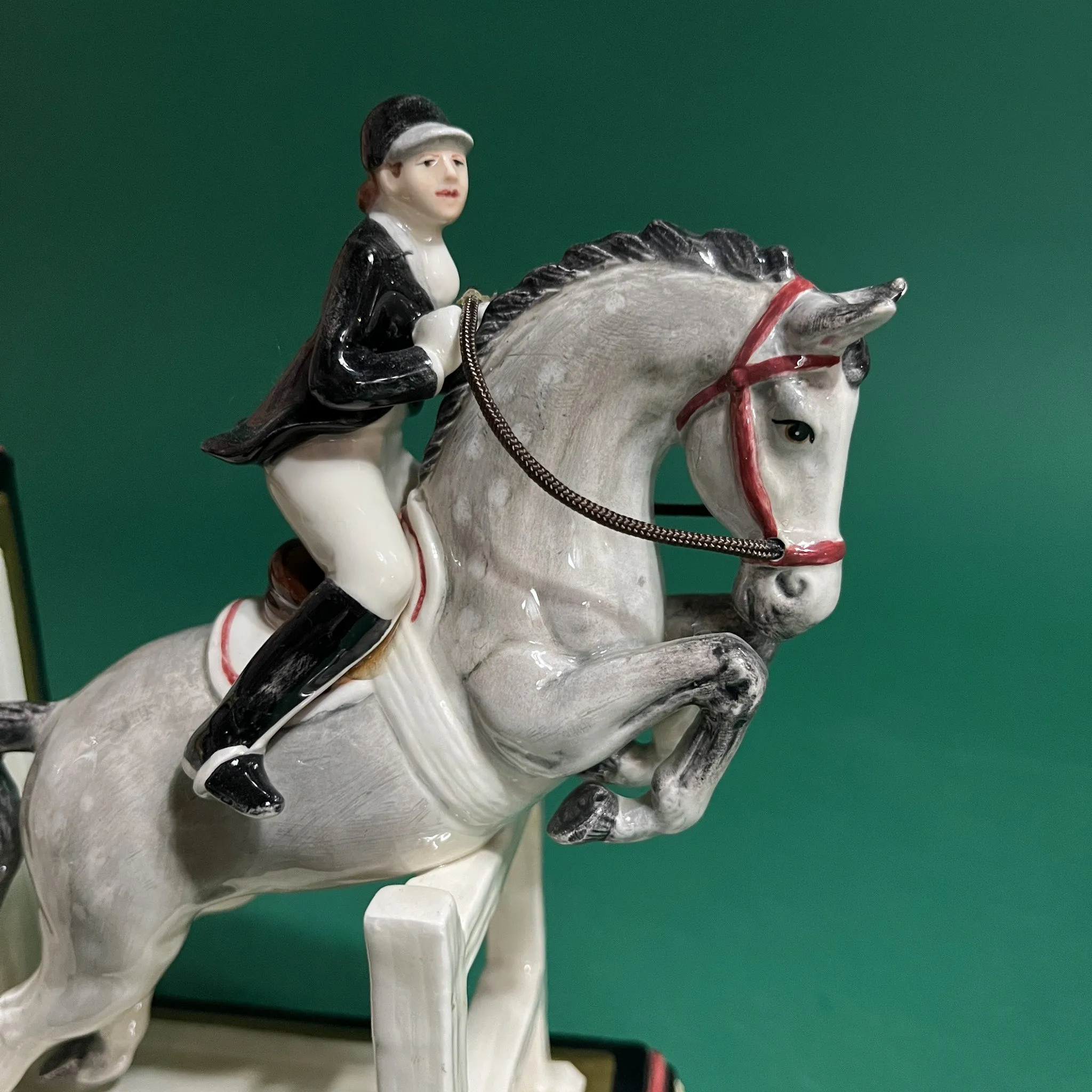 Vintage Ceramic Show Jumpers Horse Bookends, Set of 2