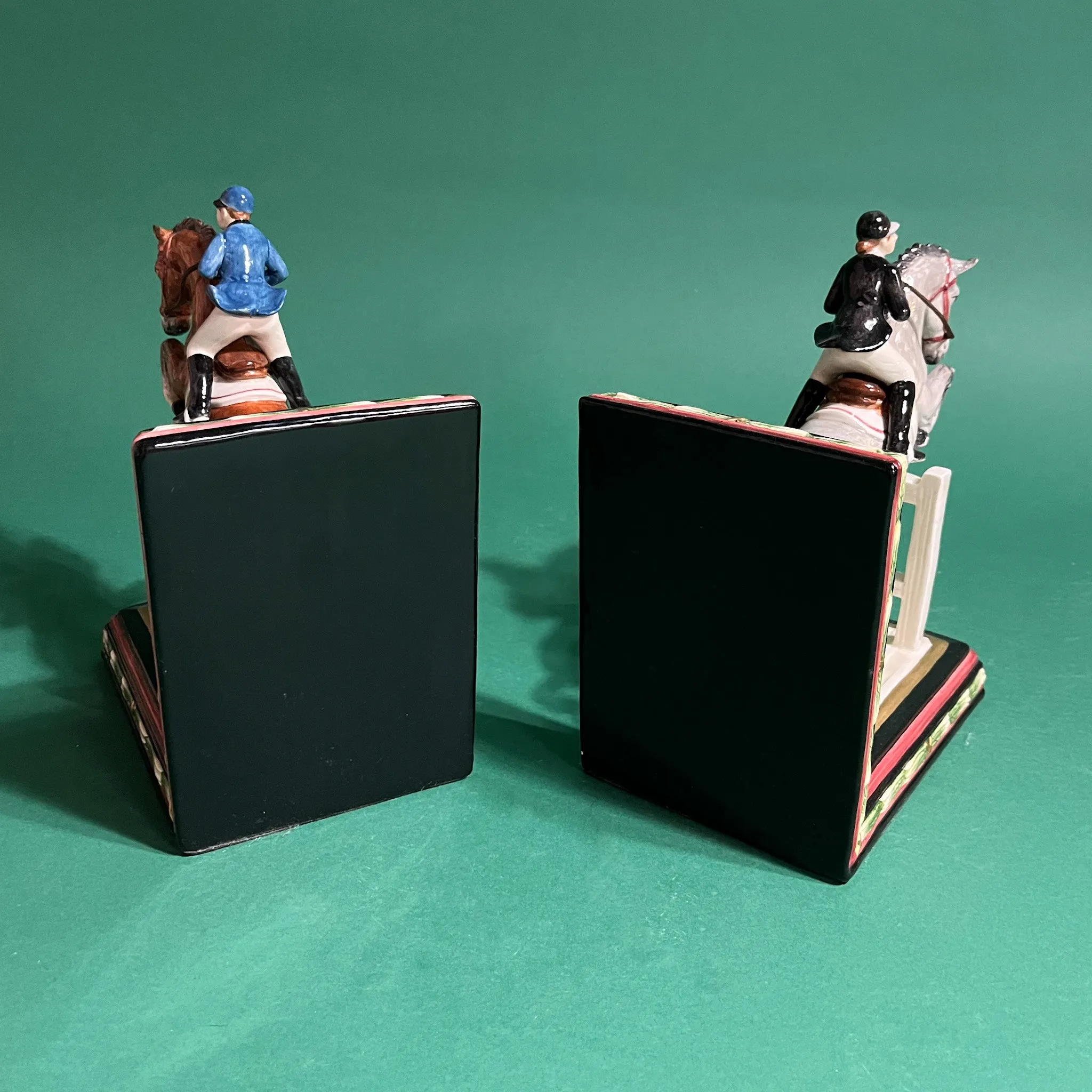 Vintage Ceramic Show Jumpers Horse Bookends, Set of 2