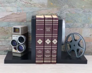 Vintage Movie Camera Bookends, Bell and Howell, DVD Holder, Home Theater & Movie Room Décor, Eco-friendly Book and Vintage Lover gift