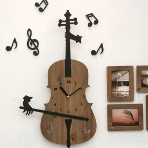 Wooden Violin Wall Clock