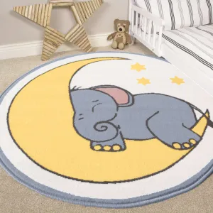 Yellow Elephant Kids Nursery Rug